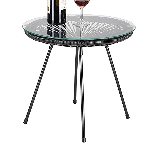 Casaria Mesa »Acapulco« diseño Retro Color Negro de Acero Redonda 45x44cm para balcón jardín Patio Interior Exterior
