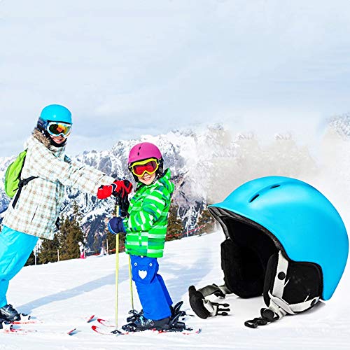 Casco De Esquí Ajustable De Los Niños, Deportes Al Aire Libre Simple Y Doble Casco Bordo Casco Patinador Gorro Adecuado para Niños Y Adultos Niños Y Niñas (Rosa, Azul),Azul,XS