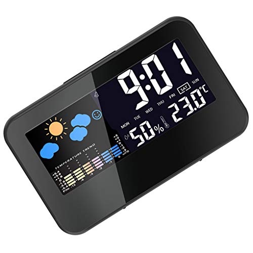 censhaorme Reloj despertador eléctrico de escritorio de la pantalla LCD colorido del sonido El control de luz de fondo Reloj Digital Fecha Hora del escritorio del calendario del reloj