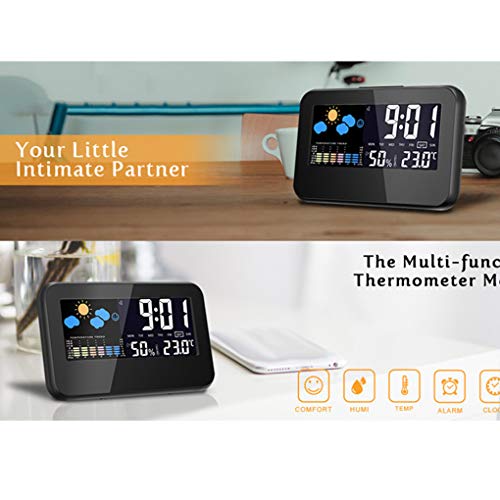censhaorme Reloj despertador eléctrico de escritorio de la pantalla LCD colorido del sonido El control de luz de fondo Reloj Digital Fecha Hora del escritorio del calendario del reloj
