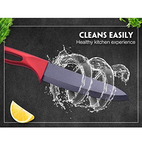 Cerámica de la manija del cuchillo de color rojo Policía de la fruta vegetal cuchillos de cocina de cerámica de zirconia Negro Cuchillo Cuchillos de cocina (Color : Knife set)