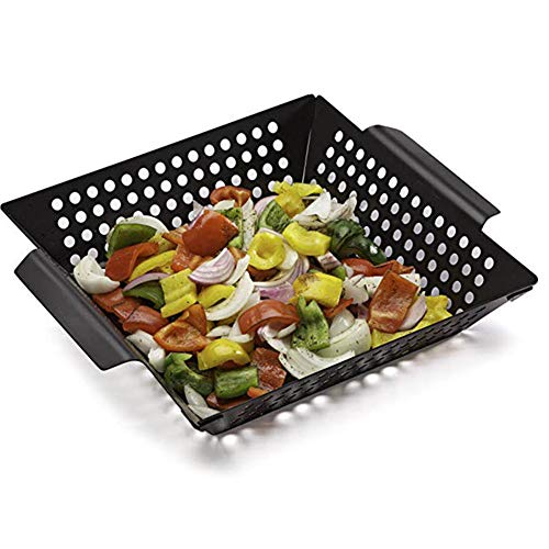 Cesta cuadrada antiadherente para parrilla, parrilla de acero inoxidable para parrilla, parrilla para wok para verduras, mariscos, carnes, grandes parrillas para barbacoa al aire libre