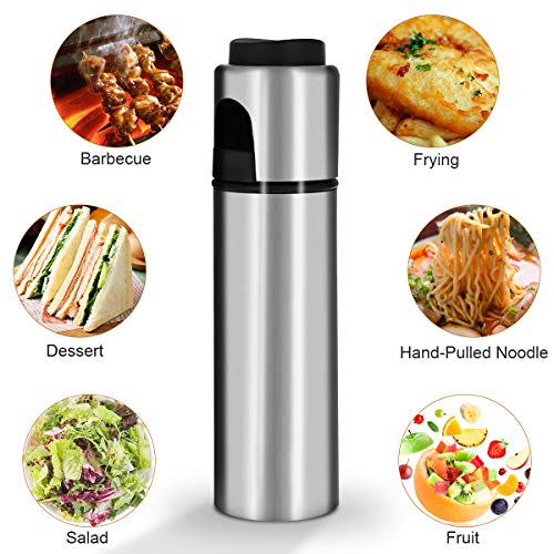 CestMall Dispensador de pulverizador de Aceite, Rociador de Aceite, rociador de vinagre, Acero Inoxidable Pulverizador Aceite 100 ML para cocinar/Ensalada/Hornear Pan/BBQ/Cocina (2 Pack)