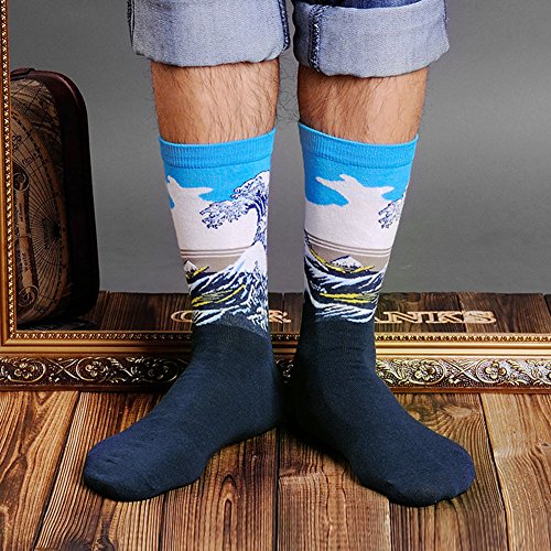Chalier Pack de 4/5 Mujer Niña Calcetines Originales Ocasionales Estampados Divertidos Impresos de Algodón de Pintura Famosa