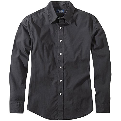 Charles Wilson Camisa Manga Larga Popelina Lisa para Hombre (X-Large, Charcoal Grey)