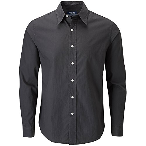 Charles Wilson Camisa Manga Larga Popelina Lisa para Hombre (X-Large, Charcoal Grey)