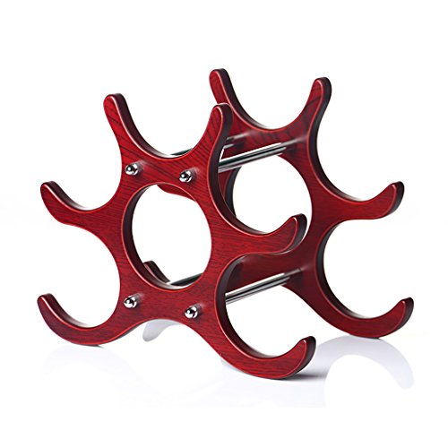 CHD - Estante del vino Escritorio MDF Rojo oscuro Gravedad Fuerte Modelado Superficie concisa Elegante Rugoso Desmontable Montaje fácil 6 Botellas de vino Decoración creativa del estante del vino Esta