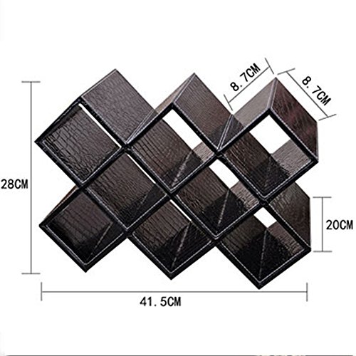 CHD - Estante del vino MDF + Cuero Blanco / Negro / Marrón / Rojo Escritorio Estantes decorativos minimalistas modernos No requiere ensamblaje Almacenamiento fácil 4 colores 2 modelos disponibles 5-8