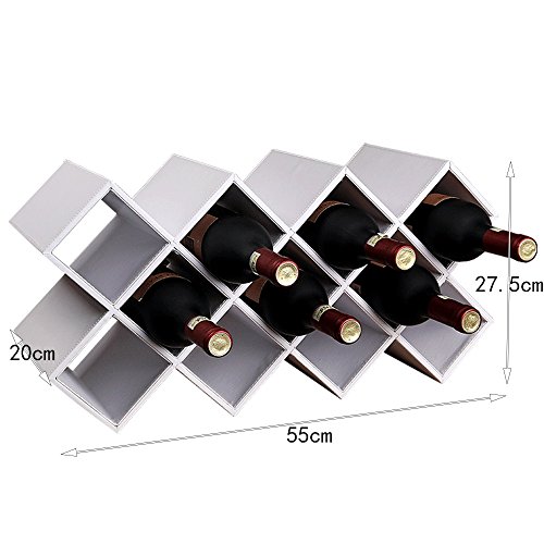 CHD - Estante del Vino MDF + Cuero de PU Blanco Liso/Blanco Patrón de cocodrilo Moderno Escritorio Estanterías Decorativas Minimalistas No Requiere Montaje Fácil Almacenamiento 2 Modelos Opcionales
