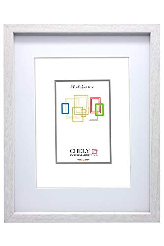 Chely Intermarket, Marco de Fotos 40x50cm (Medida Interior con paspartú 30x40cm) MOD-351 (Blanco) | El Marco Queda al Nivel de la Pared, diseño Elegante (351-40x50-2,25)