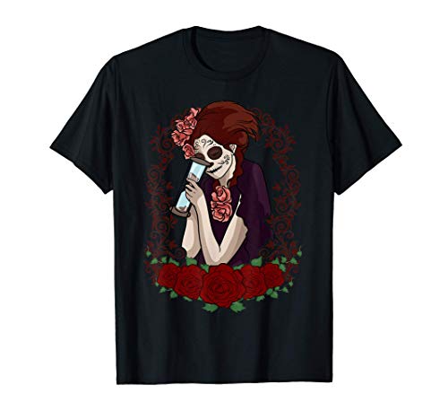 Chica de las rosas de reloj de arena del Día de los Muertos Camiseta