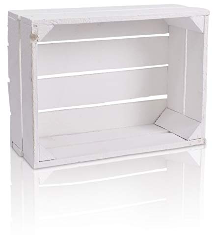 chiccie Caja de madera en blanco, en Vintage Look – , distintos tamaños color blanco – Fruta (Vino Caja