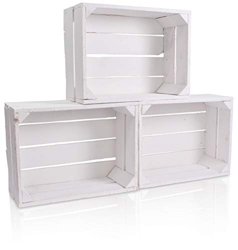 chiccie Caja de madera en blanco, en Vintage Look – , distintos tamaños color blanco – Fruta (Vino Caja