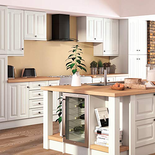 CIARRA CBC6B506 Campana Extractora Cocina Cristal 60 cm - 550 m³/h 100W 56dB,3 Velocidades de Extracción, Evacuación al Exterior y Recirculación Interna por Filtro de Carbón CBCF002 - Negro
