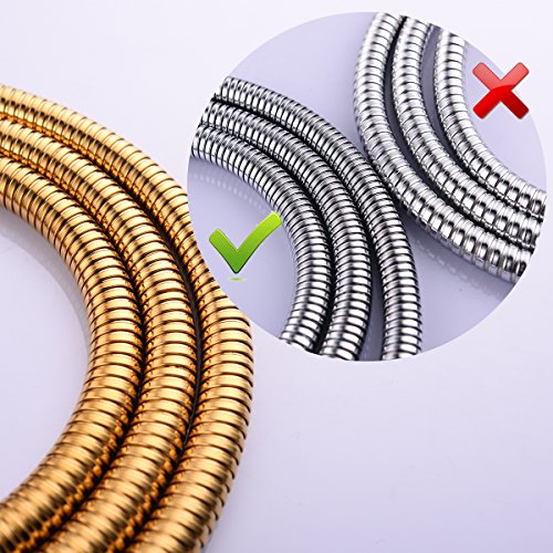 CIENCIA 1.5m (59-Inch) Manguera de Ducha de Oro Flexible Anti-torcedura de Acero Inoxidable con Conector de latón sólido FHA018J