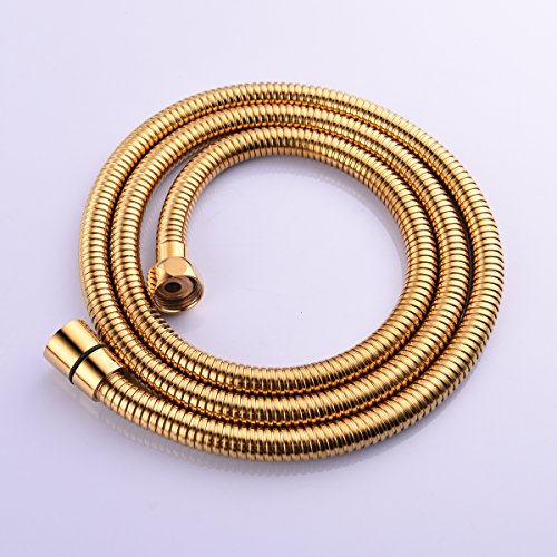 CIENCIA 1.5m (59-Inch) Manguera de Ducha de Oro Flexible Anti-torcedura de Acero Inoxidable con Conector de latón sólido FHA018J