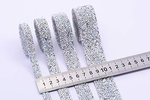 Cinta de diamantes de imitación de cristal, 3 cm de diamante brillante de 3 cm, rollo de malla de diamantes de imitación para bodas, tartas de cumpleaños, decoraciones (cristal AB, 3 cm)