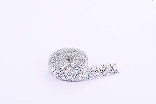 Cinta de diamantes de imitación de cristal, 3 cm de diamante brillante de 3 cm, rollo de malla de diamantes de imitación para bodas, tartas de cumpleaños, decoraciones (cristal AB, 3 cm)