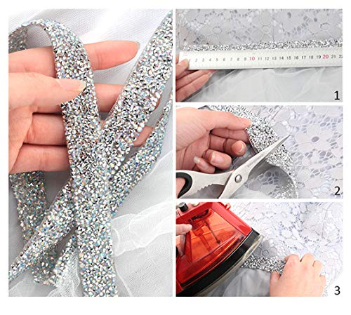 Cinta de diamantes de imitación de cristal, 3 cm de diamante brillante de 3 cm, rollo de malla de diamantes de imitación para bodas, tartas de cumpleaños, decoraciones (cristal AB, 3 cm)