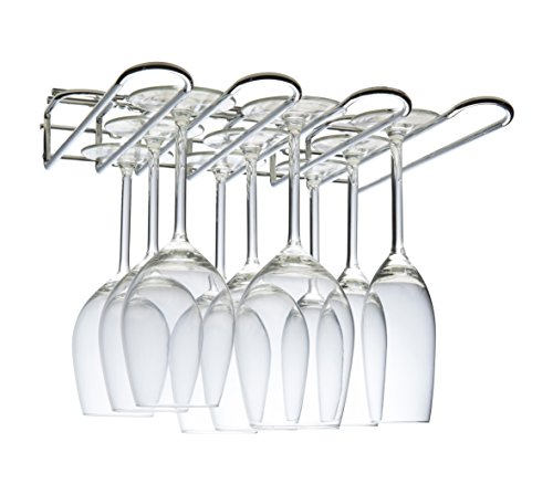 CKB Ltd® - Estante de cristal montado en la pared para debajo del armario – sostiene cualquier tipo de copas de vino y copas de cristal, vidrio, 3 Row - 29cm