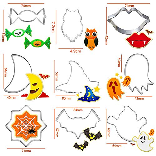 CNXUS 15 Pcs Cortadores de Galletas de Halloween, Cortador de Galletas de Acero Inoxidable para Hornear Galletas, Decorar Pasteles, Glaseado, Fondant y Creaciones de Azúcar