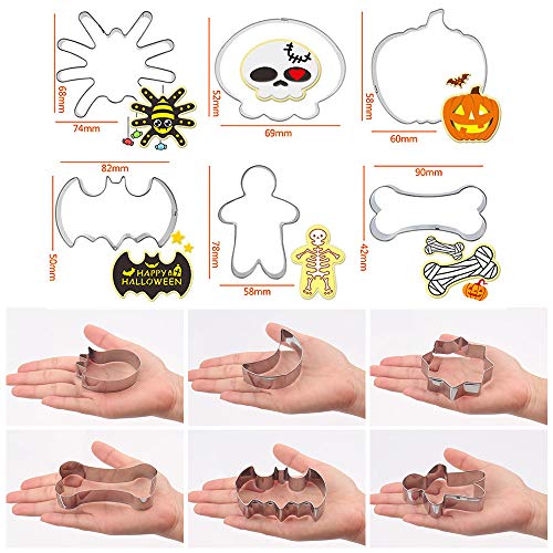 CNXUS 15 Pcs Cortadores de Galletas de Halloween, Cortador de Galletas de Acero Inoxidable para Hornear Galletas, Decorar Pasteles, Glaseado, Fondant y Creaciones de Azúcar