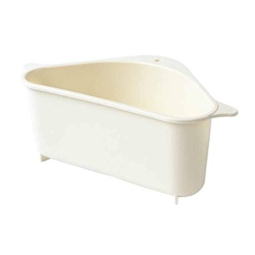 Cocina Colador Fruite vegetal Escurridor cesta ventosa Esponja rack de almacenamiento de herramientas de filtro fregadero estante de la cocina triangular fregadero colador de desagüe (Color : White)