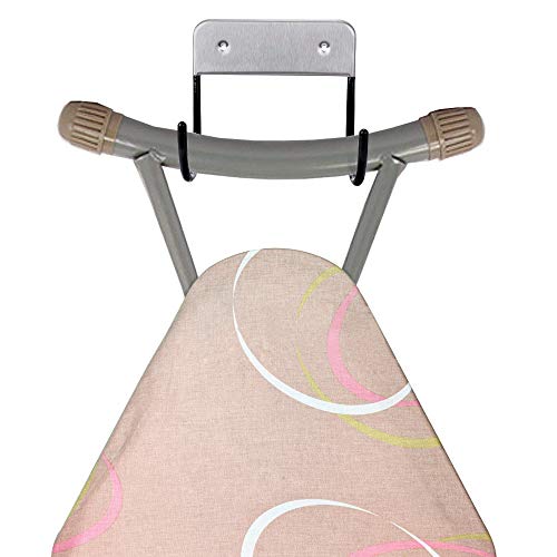 CODIRATO Soporte de Tabla de Planchar de Acero Inoxidable, Colgador para Tabla de Planchar Colgador de Pared para Colgar la Mayoría de Las Tablas de Planchar T o Y (Plateado)