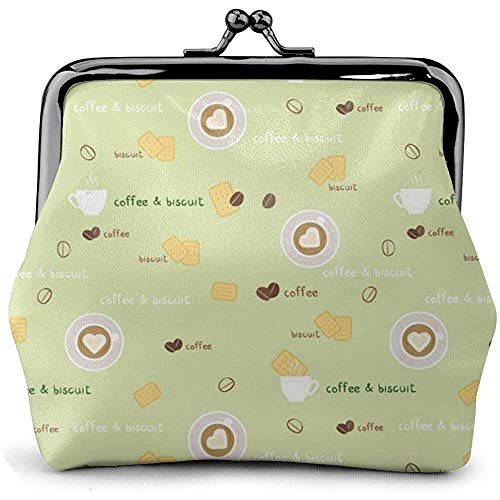 Coin Purse,Galletas Café Y Granos De Café Microfibra Cuero De PU Cómodas Carteras De Mujer para Familia Amigos Maestra,11.5(W) x10.5(L) x3(T) cm