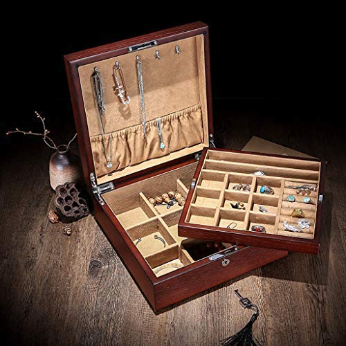 Colección Vintage de pulsera de madera caja de almacenaje de la exhibición del pecho del reloj del caso del organizador exhibición de la joyería con suave almohadas y Reloj de gran compartimentos XYXG