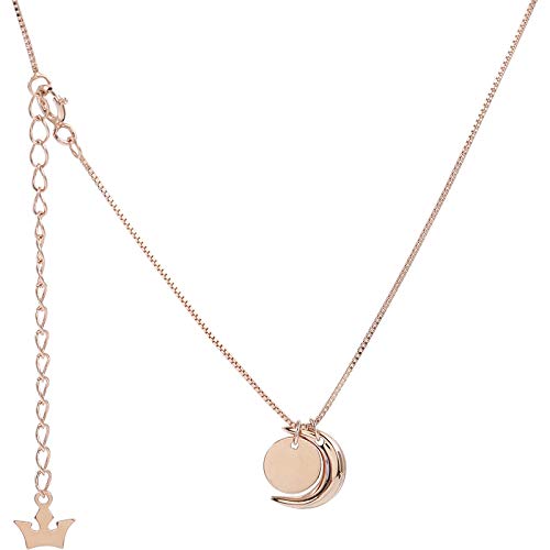 Collar de disco de luna cadena de clavícula femenina