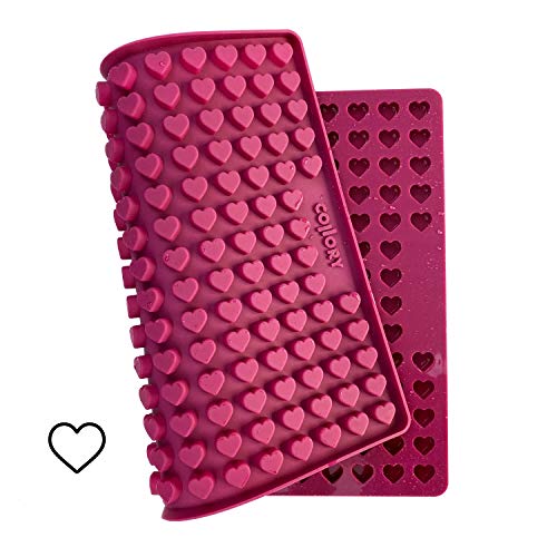 Collory Molde de silicona Mini Corazón, para galletas de perros y golosinas de perros, molde de bombones de chocolate, antiadherente y apto para alimentos (sin BPA)