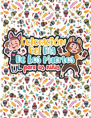 Coloración Del Día De Los Muertos Para los Niños: Cráneo y Huesos Cruzados - Ilustraciones Para Niños Con Aprendizaje