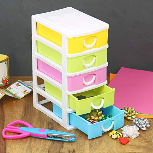com-four® Cajón con Cinco Cajones para Accesorios de Bricolaje - Útil Organizador de Oficina con Cajones - Cajones de Artesanía - para Escritorio, Baño