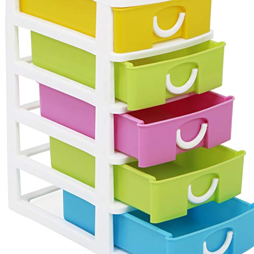 com-four® Cajón con Cinco Cajones para Accesorios de Bricolaje - Útil Organizador de Oficina con Cajones - Cajones de Artesanía - para Escritorio, Baño