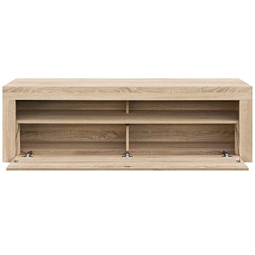 Comifort AP84S – Mueble TV Salón Moderno Mesa Televisión, Colores: Blanco, Blanco/Roble, Roble, Medidas: 160x35x50 Cm (Roble)