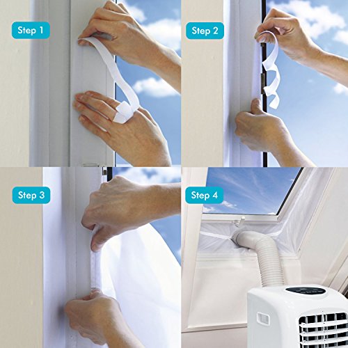 COMLIFE Cubierta de Ventana para Aire Acondicionado Portátil y Secadora Fácil Instalación con 8M Velcro y Cremalleras Eficaz Airlock (400CM)