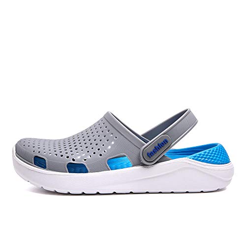Coooi Chancletas Hombre Zapatillas De Verano Hombres Chanclas De Playa Sandalias De Gelatina Eva Integradas Amante Aqua Zapatos De Agua Agujeros Zapatos De Jardín Zuecos Slides Gray Blue 40