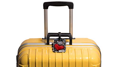 Corazón de Piedra Rojo Etiquetas de Equipaje de Cuero de PU Etiquetas para niños Etiquetas de identificación de Viaje para Maletas para aviación 2 Piezas 7x11.4cm