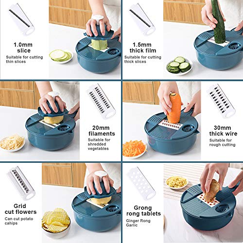 Cortador de verduras mreechan,12 en 1 cortador de verduras, cortador de frutas,cortador de cebolla,se puede utilizar como una cesta de verduras,un buen ayudante en la cocina sin lastimar se las manos