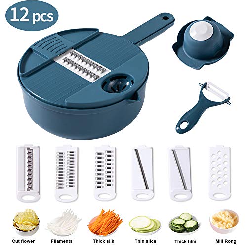 Cortador de verduras mreechan,12 en 1 cortador de verduras, cortador de frutas,cortador de cebolla,se puede utilizar como una cesta de verduras,un buen ayudante en la cocina sin lastimar se las manos