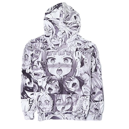 Cowesoo Sexy Chicas AHEGAO Imprimir Hipster Anime Funny Sudaderas Unisex Sudaderas