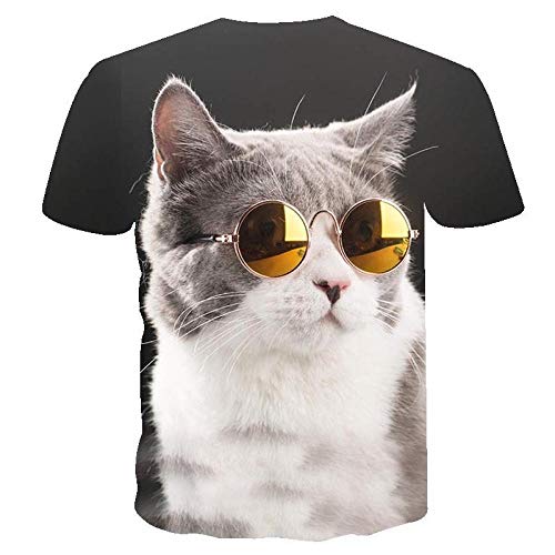 CQQO Los Hombres De La Impresión Animal 3DT Camisa del Gato Impresión 3D Manga Corta Top Ropa De Sport (Color : ATX1446, Size : S)