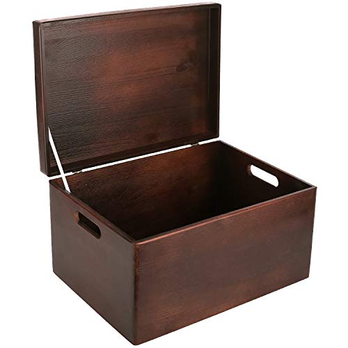 Creative Deco XXL Marrón Caja de Madera Grande para Juguetes | 40 x 30 x 24 cm (+/-1cm) | con Tapa y Asas Cofre para Decorar | Almacenaje Documentos, Objetos de Valor, Herramientas