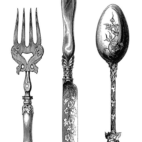 Cuadro en Lienzo Cubertería Calidad fotografica Utensilios Cocina Gris 40x60 cm