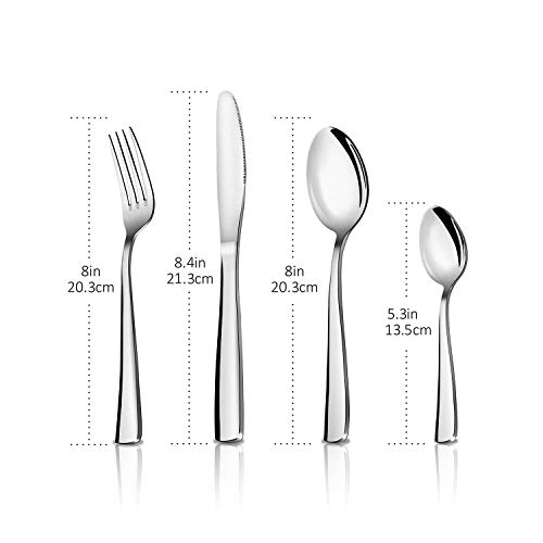 Cubertería de 24 Piezas Cubiertos de Acero Inoxidable Apto para lavavajillas Cucharas Tenedores Cuchillos Cucharillas Antioxidante para Hotel Restaurante