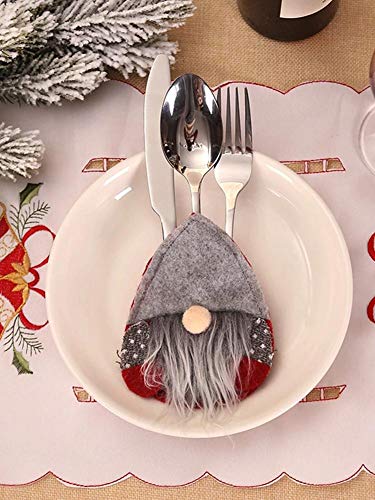 cuckoo-X Cocina Cubiertos Traje Bolsillos Cuchara Tenedores Bolsa Sombrero Encantador Decoración de Fiesta de Navidad, para familias/cafeterías/vestíbulos de hoteles/restaurantes o Fiestas navideñas