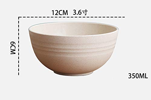 Cuencos para cereal/arroz/aperitivos, pajita de trigo + PP, ecológico, ligero, 6 pulgadas, juego de 5