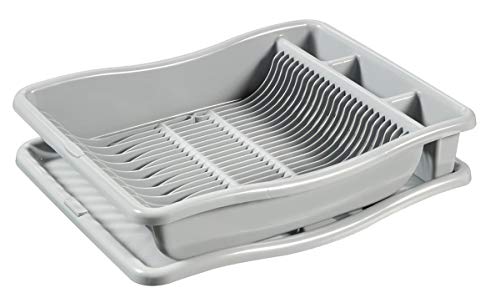 CURVER 228566 escurreplatos + Bandeja Gran Modelo con 24 Platos plástico Gris 48 x 10,5 x 38 cm