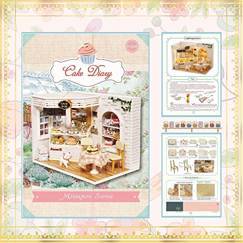 CUTEBEE Miniatura de la casa de muñecas con Muebles, Equipo de casa de muñecas de Madera DIY, más Resistente al Polvo y el Movimiento de música